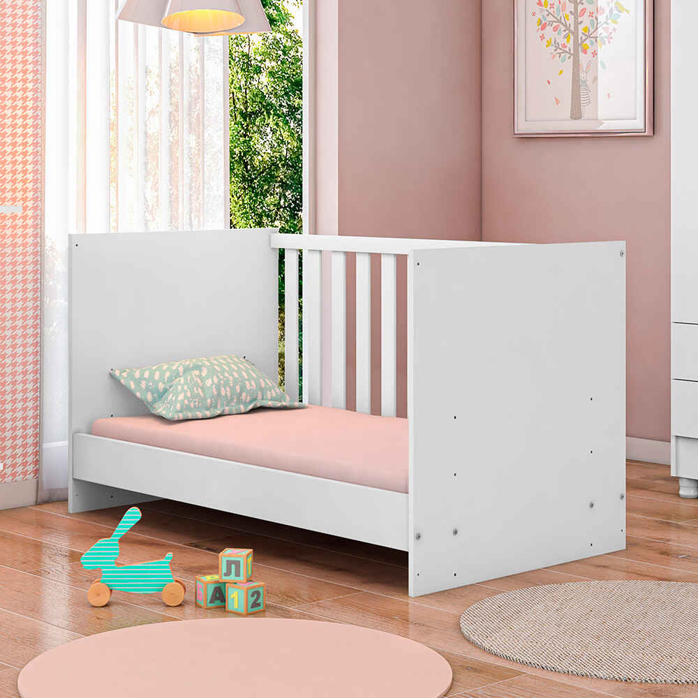 Trinity 2 in 1 Convertible Baby Cot to Bed - White