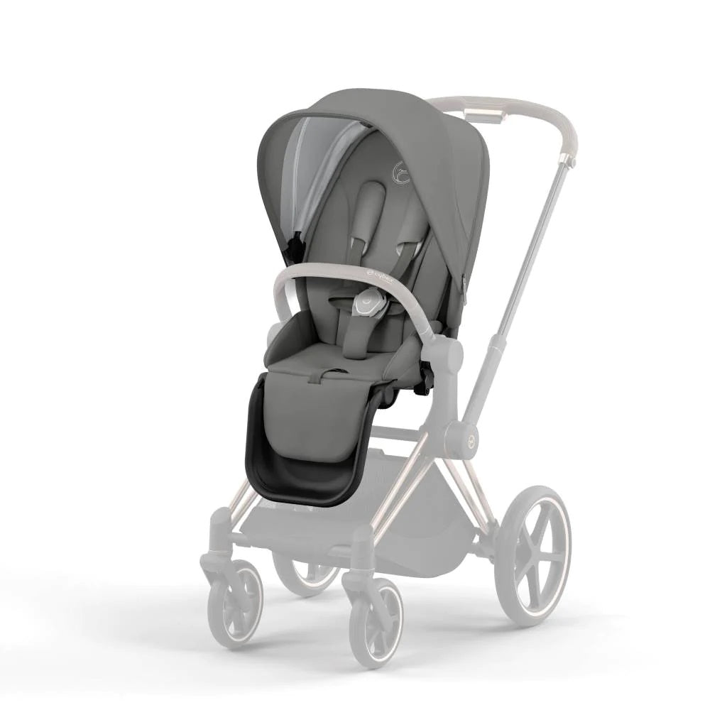 PRIAM Gen 4 Seat Pack, Sepia Black, customizable stroller accessory with extendable sun canopy and reversible seat.