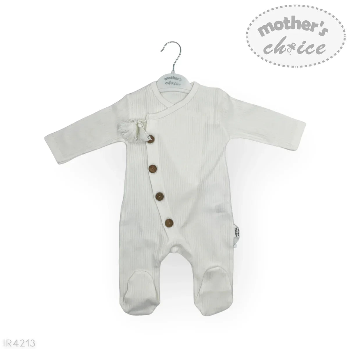 M/C Cotton Side Button Romper White 0-3M
