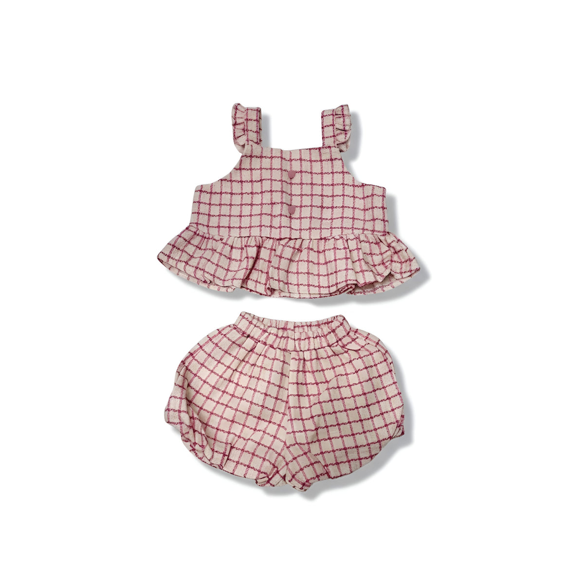 Pink Tweeded Sleeveless 2 Piece Top & Shorts