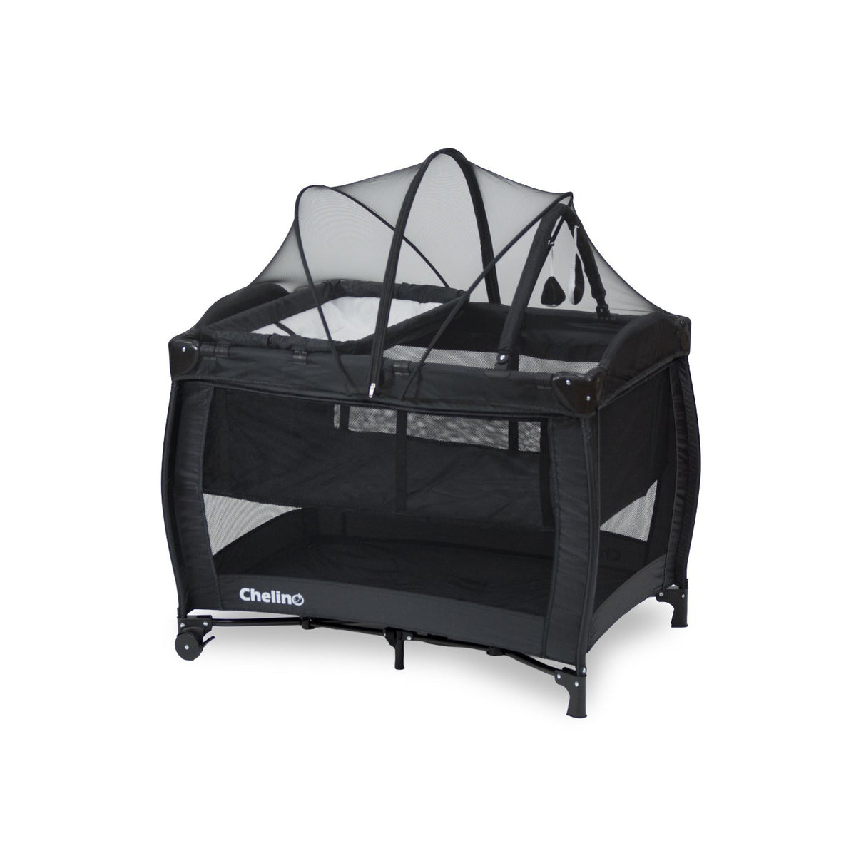 Chelino Tommy Camp Cot Black with Mattress
