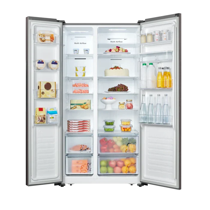 Hisense 514l Side By Side Fridge, Black Glass H670SMIB-WD