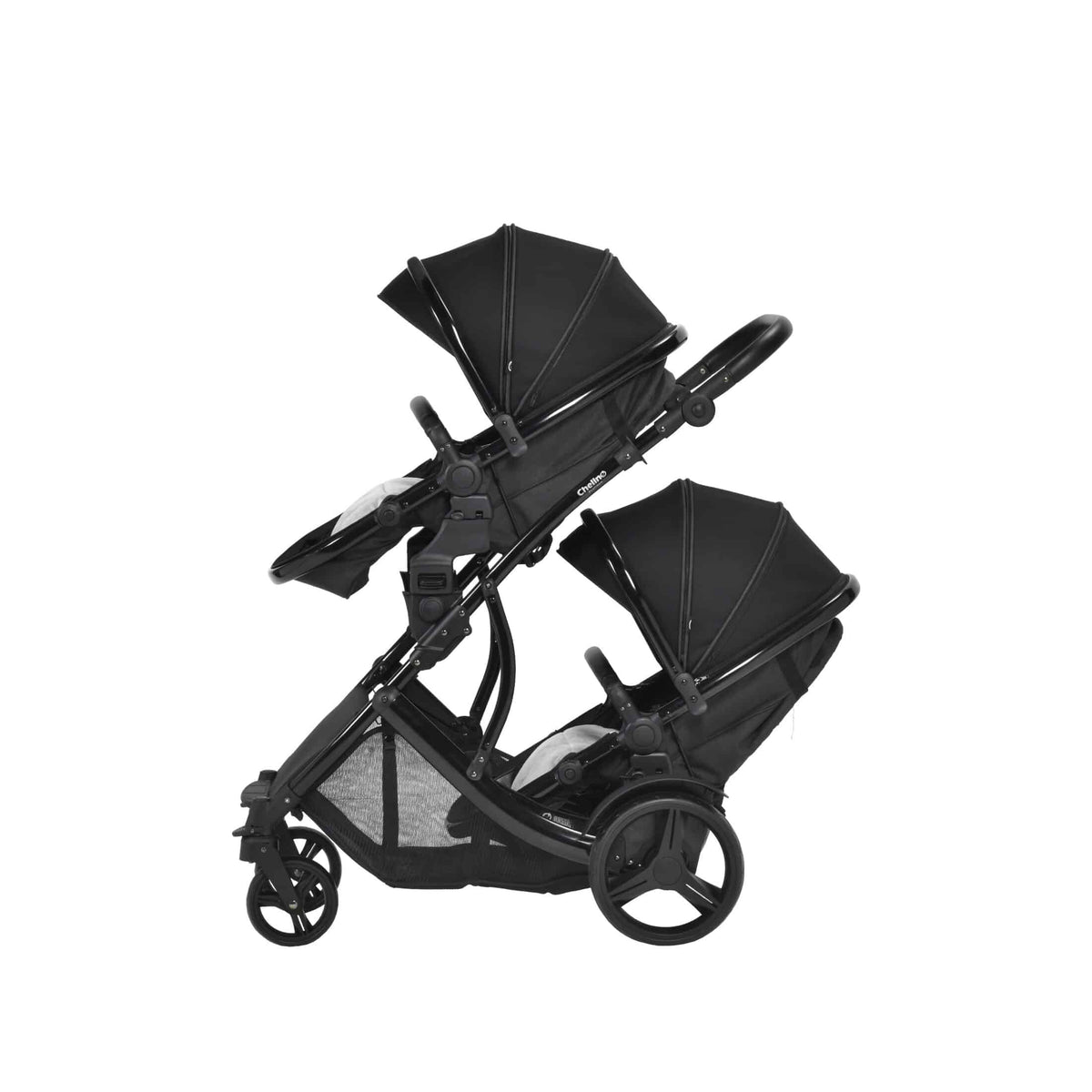 Lunar Twin Black Stroller
