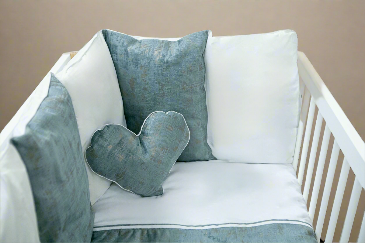 Blue and White Selina Cot 3 Piece Bedding