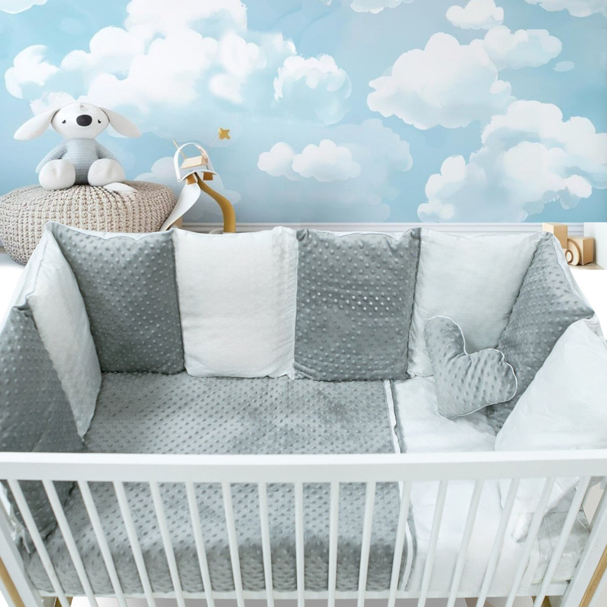 Grey & White Selina Cot Bedding Set