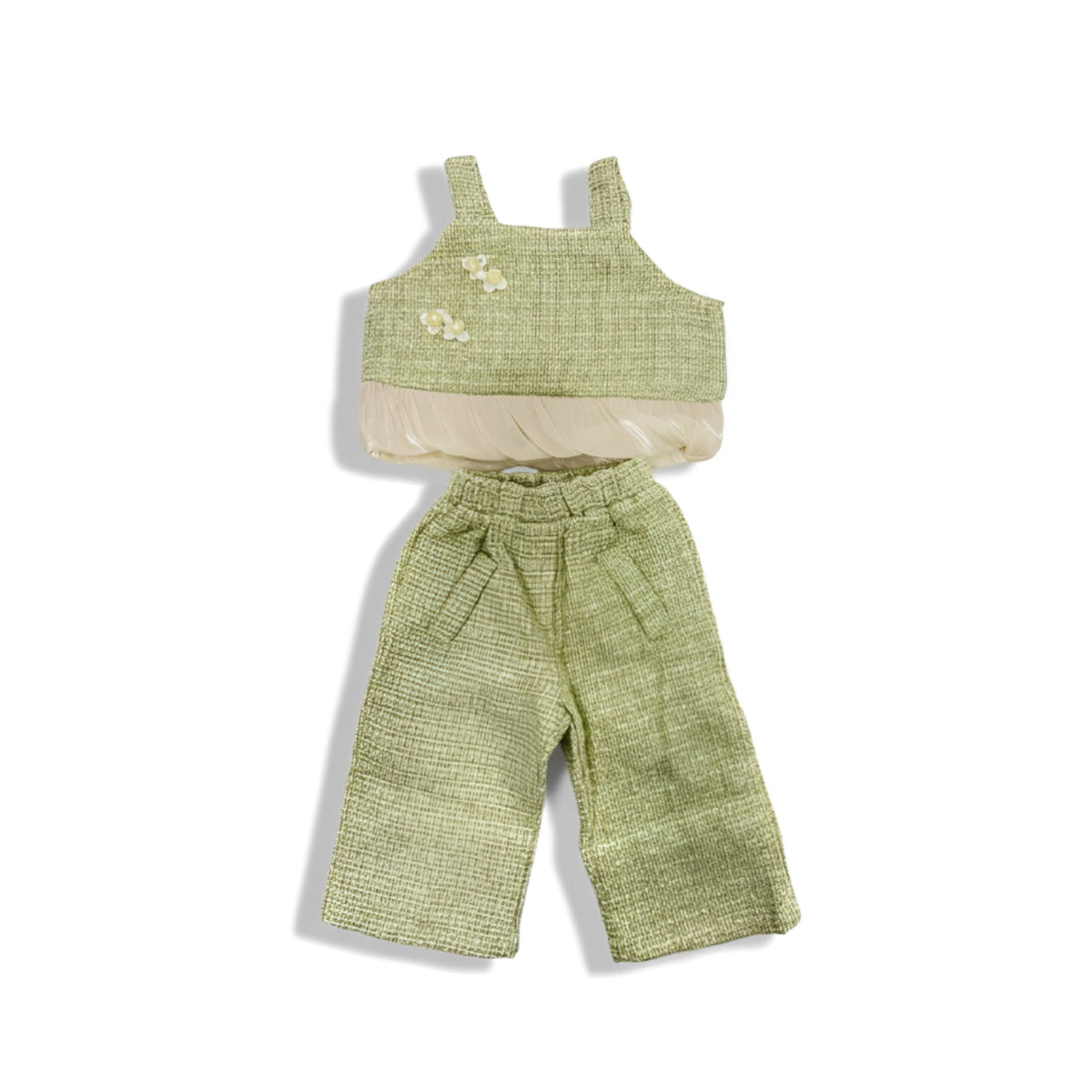 Mini Tweeded Sleveless Top & Pants Mint Green