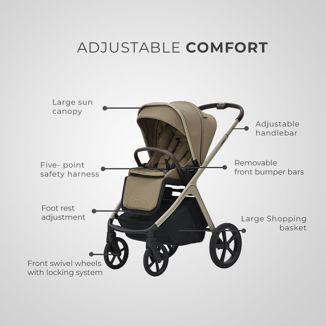 Lunar II Stroller & Carry Cot Travel System - Beige